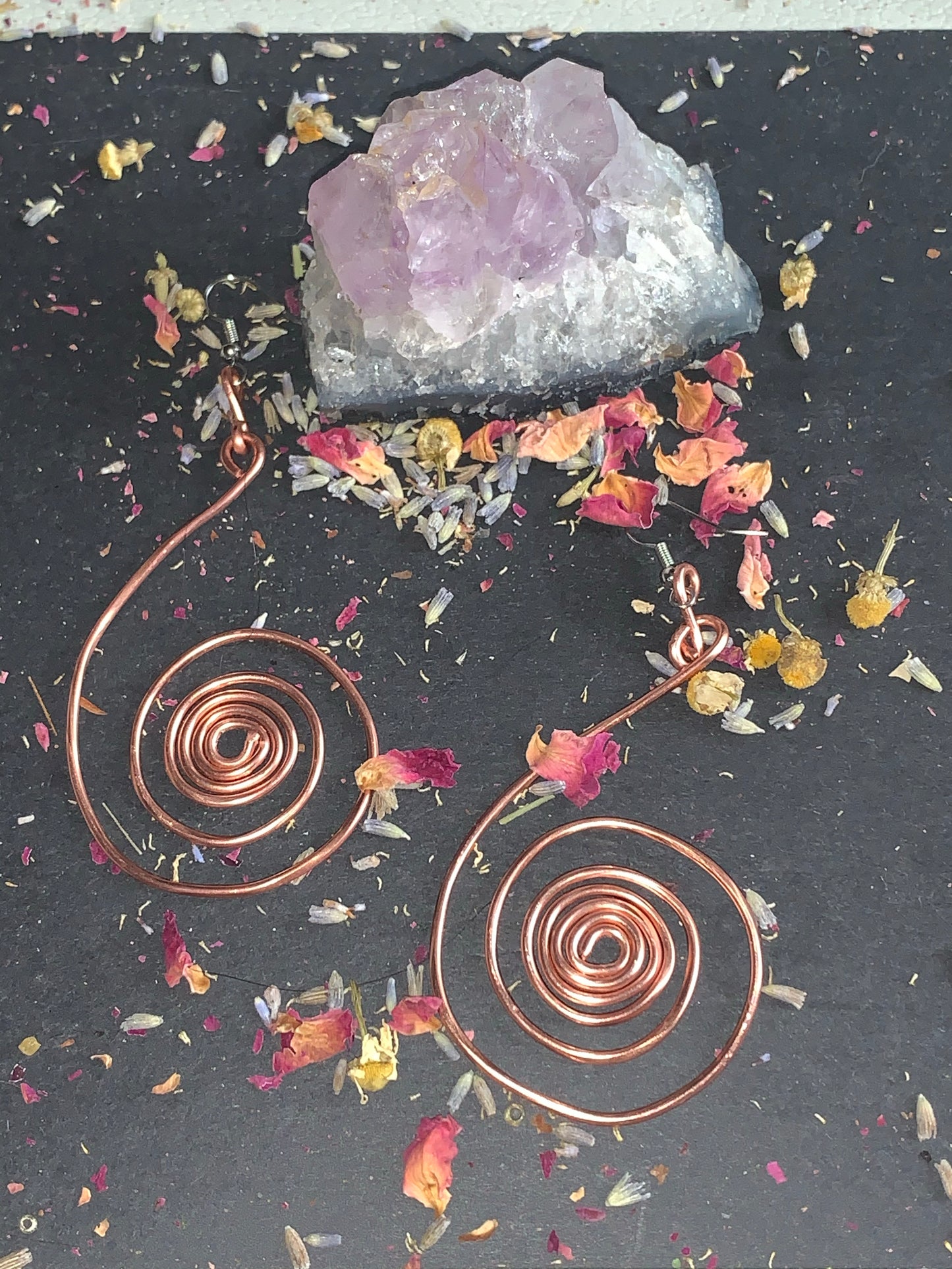 Electric labyrinth Copper earrings