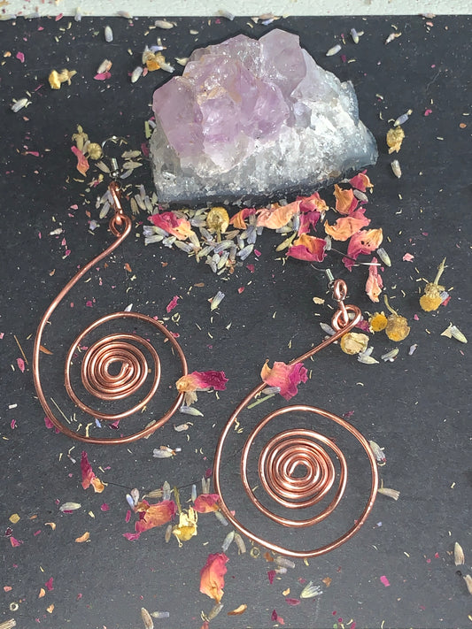 Electric labyrinth Copper earrings