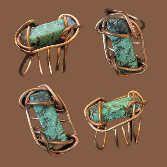 Jasper wrapped copper ring