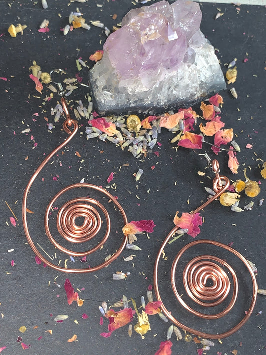 Electric labyrinth Copper earrings